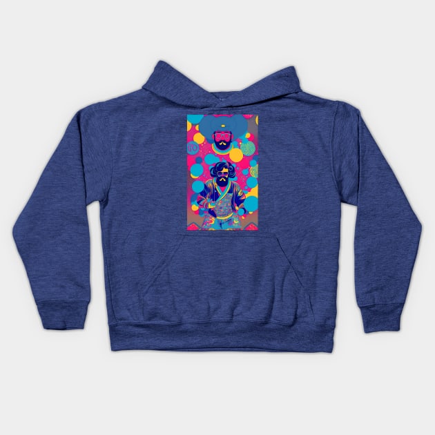 Retro 70s Man Kids Hoodie by ArtBeatsGallery